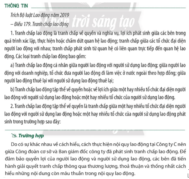 Chuyên đề KTPL 11 (Chân trời sáng tạo) Bài 7: Hợp đồng lao động, tiền lương và thưởng, bảo hiểm xã hội, tranh chấp và giải quyết tranh chấp lao động | Giáo dục kinh tế và pháp luật 11 (ảnh 9)