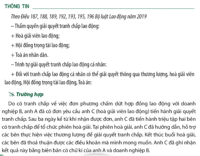 Chuyên đề KTPL 11 (Chân trời sáng tạo) Bài 7: Hợp đồng lao động, tiền lương và thưởng, bảo hiểm xã hội, tranh chấp và giải quyết tranh chấp lao động | Giáo dục kinh tế và pháp luật 11 (ảnh 12)