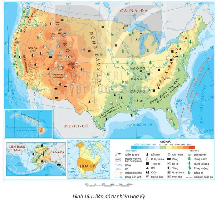 Địa lí 11 (Kết nối tri thức) Bài 18: Vị trí địa lý, điều kiện tự nhiên, và dân cư Hoa Kỳ (ảnh 2)