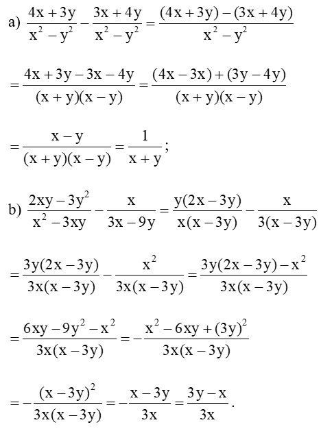 Toán 8 Bài 2 (Cánh diều): Phép cộng, phép trừ phân thức đại số (ảnh 3)