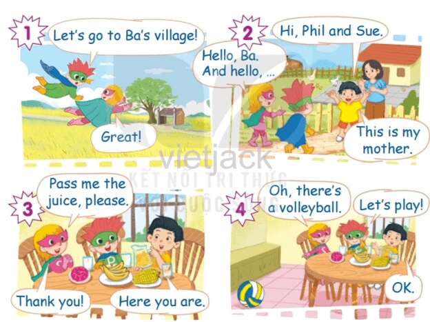 Review 2 Phil and Sue Tiếng Anh lớp 2 (Kết nối tri thức) (ảnh 1)