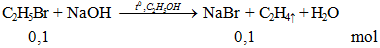 C2H5Br + NaOH -toC2H5OH→ NaBr + C2H4↑ + H2O | C2H5Br ra NaBr (ảnh 2)