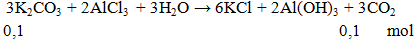 3K2CO3 + 2AlCl3 + 3H2O → 6KCl + 2Al(OH)3 + 3CO2 | K2CO3 ra KCl (ảnh 2)