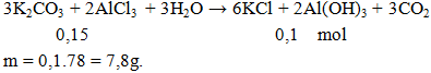 3K2CO3 + 2AlCl3 + 3H2O → 6KCl + 2Al(OH)3 + 3CO2 | K2CO3 ra KCl (ảnh 1)