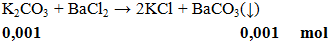 K2CO3 + BaCl2 → 2KCl + BaCO3(↓) | K2CO3 ra KCl  (ảnh 1)