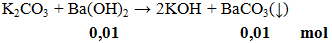 K2CO3 + Ba(OH)2 → 2KOH + BaCO3(↓) | K2CO3 ra KOH (ảnh 1)
