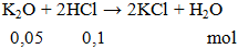 K2O + 2HCl → 2KCl + H2O | K2O ra KCl (ảnh 1)