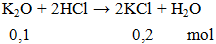 K2O + 2HCl → 2KCl + H2O | K2O ra KCl (ảnh 2)