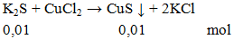 K2S + CuCl2 → CuS ↓ + 2KCl | K2S ra CuS (ảnh 1)
