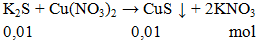 K2S + Cu(NO3)2 → CuS ↓ + 2KNO3 | K2S ra CuS (ảnh 1)