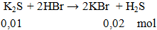 K2S + 2HBr → 2KBr + H2S | K2S ra KBr (ảnh 2)