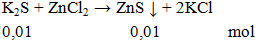 K2S + ZnCl2 → ZnS ↓ + 2KCl - |K2S ra ZnS (ảnh 1)