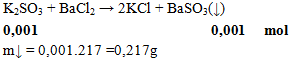 K2SO3 + BaCl2 → 2KCl + BaSO3(↓) | K2SO3 ra KCl (ảnh 1)