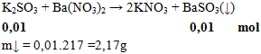 K2SO3 + Ba(NO3)2 → 2KNO3 + BaSO3(↓) | K2 SO3 ra KNO3 (ảnh 1)