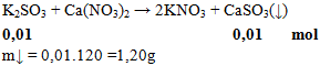 K2SO3 + Ca(NO3)2 → 2KNO3 + CaSO3(↓) | K2 SO3 ra KNO3 (ảnh 1)