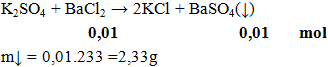 K2SO4 + BaCl2 → 2KCl + BaSO4(↓) | K2SO4 ra KCl  (ảnh 1)
