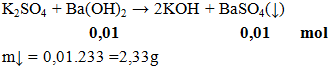 K2SO4 + Ba(OH)2 → 2KOH + Ba SO4(↓) | K2SO4 ra KOH (ảnh 1)