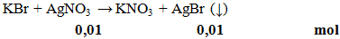 KBr + AgNO3 → KNO3 + AgBr (↓) | KBr ra KNO3 (ảnh 1)