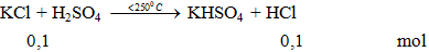 KCl + H2SO4 -<250oC→ KHSO4 + HCl | KCl ra KHSO4 (ảnh 2)