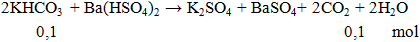 2KHCO3 + Ba(HSO4)2 → K2SO4 + BaSO4+ 2CO2 + 2H2O |KHCO3 ra K2SO4 (ảnh 1)