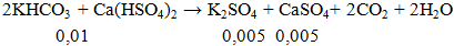 2KHCO3 + Ca(HSO4)2 → K2SO4 + CaSO4+ 2CO2 + 2H2O |KHCO3 ra K2SO4 (ảnh 2)