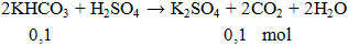 2KHCO3 + H2SO4 → K2SO4 + 2CO2 + 2H2O | KHCO3 ra K2SO4 (ảnh 1)