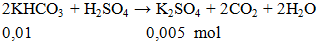 2KHCO3 + H2SO4 → K2SO4 + 2CO2 + 2H2O | KHCO3 ra K2SO4 (ảnh 2)