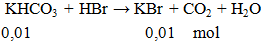 KHCO3 + HBr → KBr + CO2 + H2O | KHCO3 ra KBr (ảnh 2)