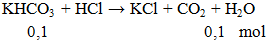 KHCO3 + HCl → KCl + CO2 + H2O | KHCO3 ra KCl (ảnh 1)