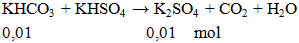 KHCO3 + KHSO4 → K2SO4 + CO2 + H2O | KHCO3 ra K2SO4 (ảnh 2)