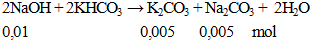 2NaOH + 2KHCO3 → K2CO3 + Na2CO3 + 2H2O | NaOH ra Na2CO3 (ảnh 1)