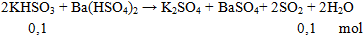 2KHSO3 + Ba(HSO4)2 → K2SO4 + BaSO4+ 2SO2 + 2H2O | KHSO3 ra K2SO4 (ảnh 1)