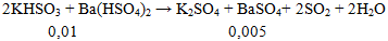 2KHSO3 + Ba(HSO4)2 → K2SO4 + BaSO4+ 2SO2 + 2H2O | KHSO3 ra K2SO4 (ảnh 2)