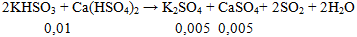 2KHSO3 + Ca(HSO4)2 → K2SO4 + CaSO4+ 2SO2 + 2H2O | KHSO3 ra K2SO4 (ảnh 2)