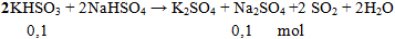 2KHSO3 + 2NaHSO4 → K2SO4 + Na2SO4+ 2SO2 + 2H2O | KHSO3 ra K2SO4 (ảnh 1)