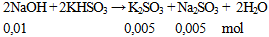 2NaOH + 2KHSO3 → K2SO3 + Na2SO3 + 2H2O | NaOH ra Na2SO3 (ảnh 1)