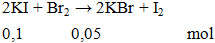2KI + Br2 → 2KBr + I2 | KI ra KBr | KI ra I2 (ảnh 1)