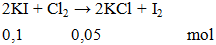 2KI + Cl2 → 2KCl + I2 | KI ra KCl | KI ra I2 (ảnh 1)