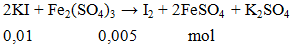2KI + Fe2(SO4)3 → I2 + 2FeSO4 + K2SO4 | KI ra I2 (ảnh 1)