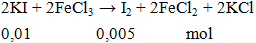 2KI + 2FeCl3 → I2 + 2FeCl2 + 2KCl | KI ra I2 (ảnh 1)