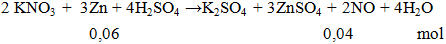 2KNO3 + 3Zn + 4H2SO4 → K2SO4 + 3ZnSO4 + 2NO + 4H2O | KNO3 ra K2SO4 (ảnh 1)