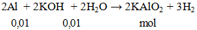 2Al + 2KOH + 2H2O → 2KAlO2 + 3H2 | Al ra KAlO2  (ảnh 1)