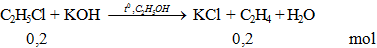 C2H5Cl + KOH -toC2H5OH→ KCl + C2H4 + H2O | C2H5Cl ra KCl  (ảnh 2)