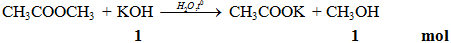 CH3COOCH3 + KOH -H2O,to→ CH3COOK + CH3OH | CH3COOCH3 ra CH3COOK (ảnh 1)