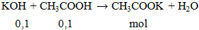 KOH + CH3COOH → CH3COOK + H2O | KOH ra CH3COOK (ảnh 1)