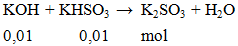 KOH + KHSO3 → K2SO3 + H2O | KOH ra K2SO3 (ảnh 1)