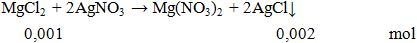 MgCl2 + AgNO3 → Mg(NO3)2 + AgCl ↓ | MgCl2 ra Mg(NO3)2 (ảnh 1)