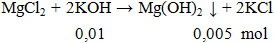 MgCl2 + KOH → Mg(OH)2 ↓ + KCl | MgCl2 ra Mg(OH)2 (ảnh 1)