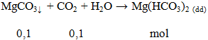 MgCO3 ↓ + CO2 + H2O → Mg(HCO3)2 (dd) | MgCO3 ra Mg(HCO3)2  (ảnh 1)