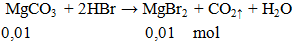 MgCO3 + HBr → MgBr2 + CO2 ↑ + H2O | MgCO3 ra MgBr2 (ảnh 2)
